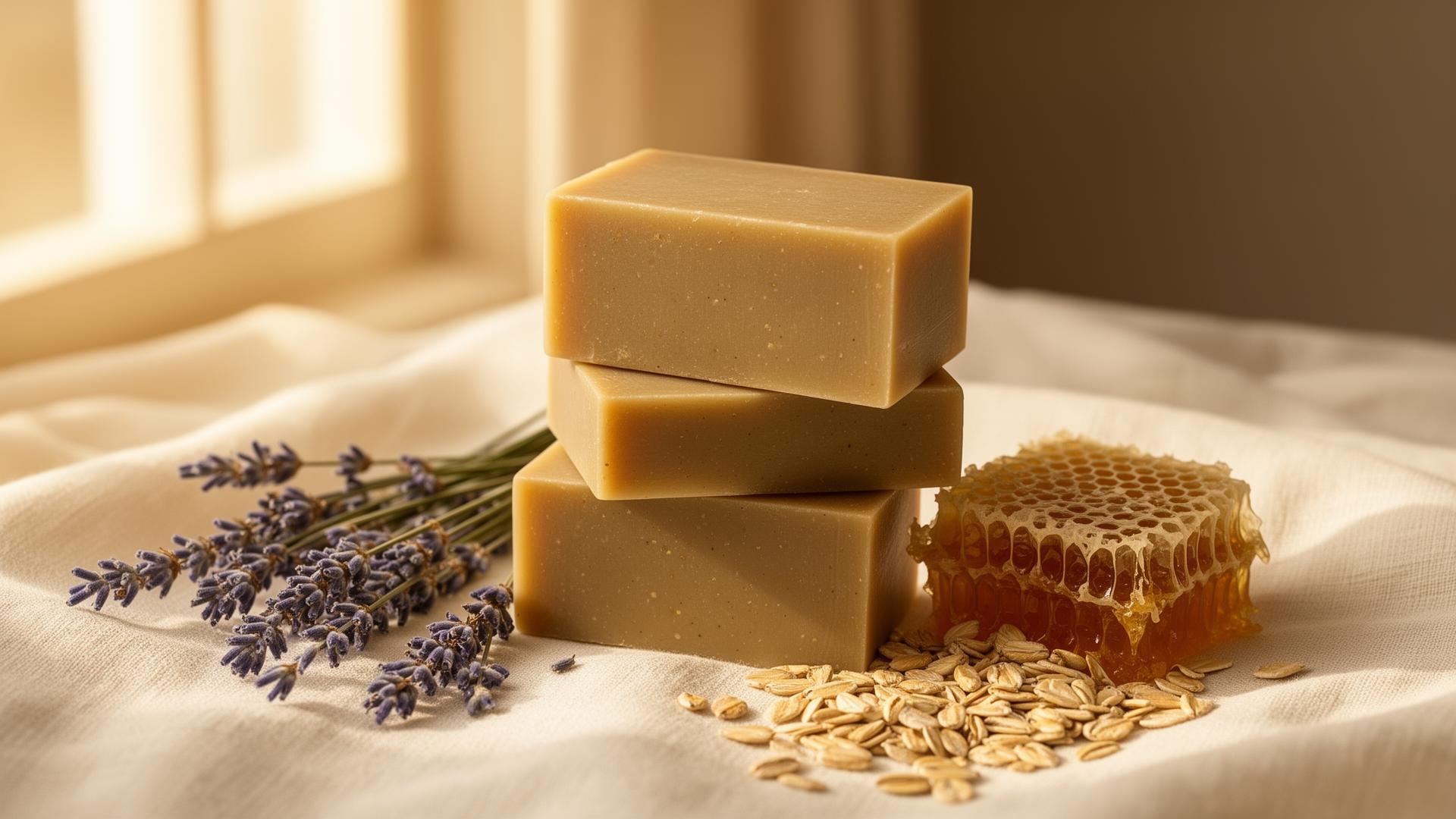 Jabones artesanales con lavanda y miel